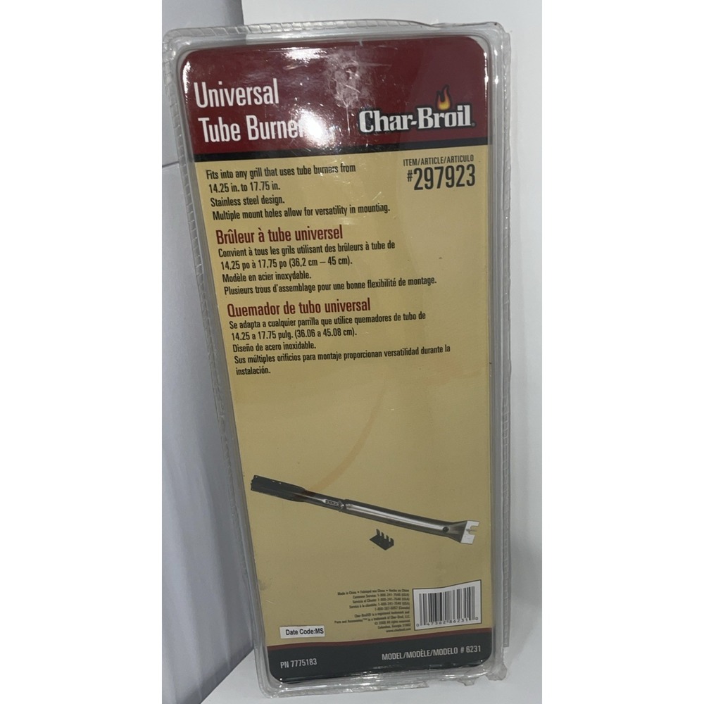 Grill Tube Burner Universal # 297923 - 6231 Char-broil Bar-B-Q NEW in Package